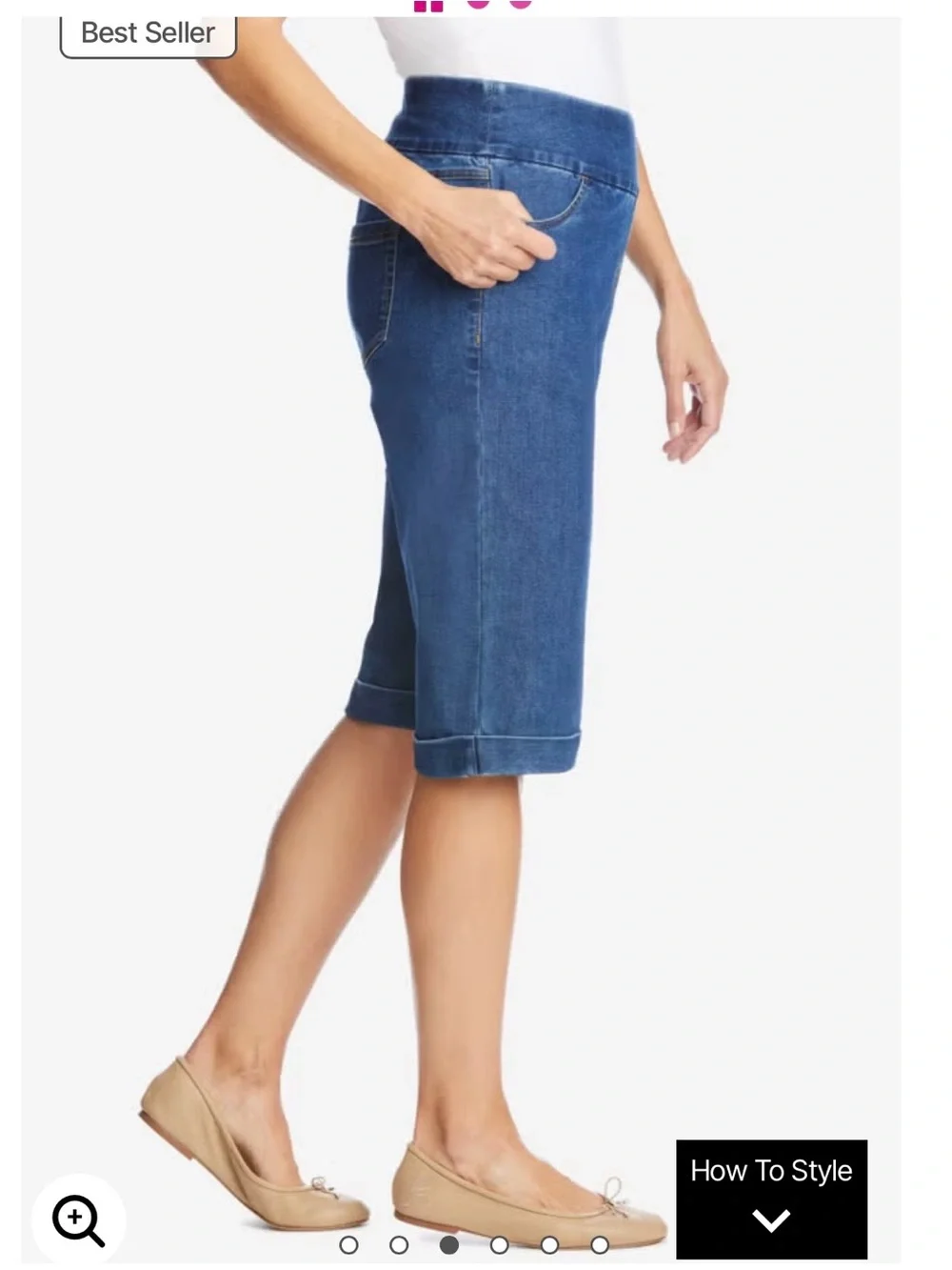 Classic Blue Denim Bermuda Shorts or Capris - Women's Pull-On Style